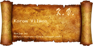 Korom Vilmos névjegykártya